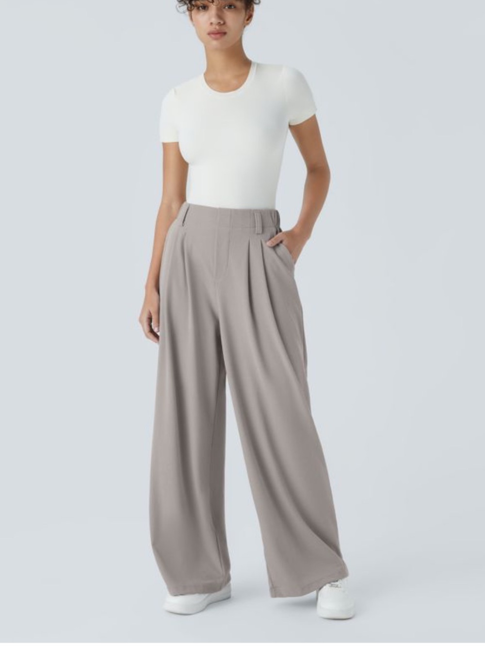 New Halara Flex High Waisted Pocket Wide Leg Waffle Work Trousers